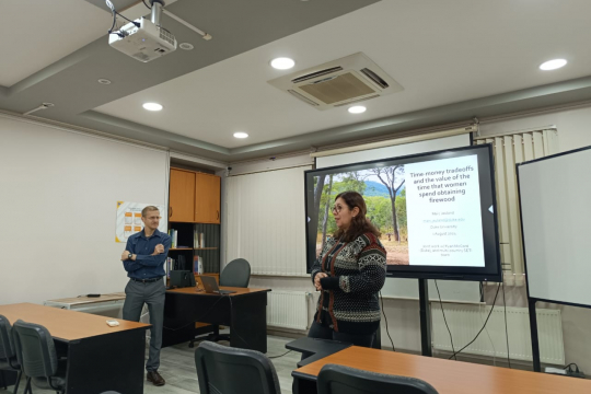 Co-Leaders of SETI, Marc Jeuland and Marcela Jaime, at the seminar series of the School of Business and Management (EAN), Universidad de Concepción Campus Chillán (UdeC Chillán). UdeC Chillán is the host institution of SETI in Chile.