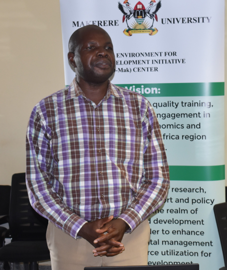 Dr. Fred Matovu making his remarks during the project launch: Photo: EfD-Mak centre