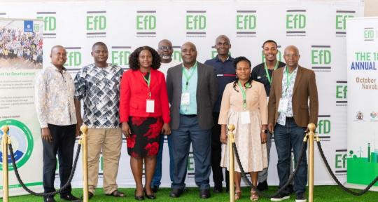 Uganda Team (L-R) Eng. Domnic Mucunguzi, Mr. Jordan Ssemwanga, Dr. Florence Lwiza Nsereko, Mr. Nathan Mununuzi, Dr. John Sseruyange, Dr. Nicholas Kilimani, Dr. Susan Kavuma, Mr. Gyaviira Ssewankambo and EfD Uganda Director-Pr